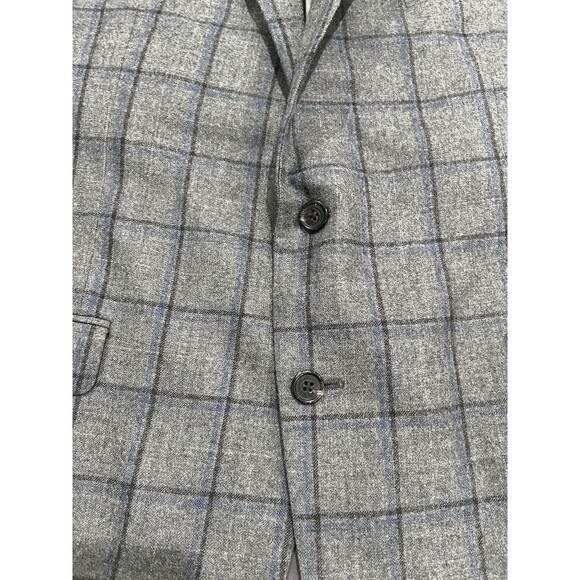 Lauren Ralph Lauren Men’s Wool Gray Windowpane Blazer Size 46R Elbow Patches - Picture 6 of 13